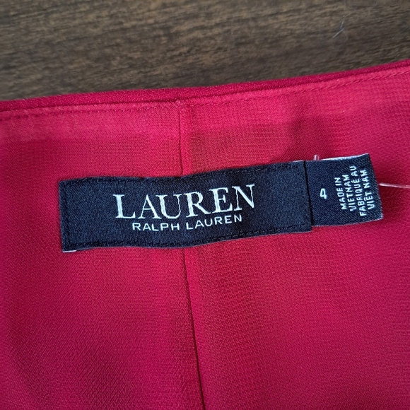 Lauren by Ralph Lauren Cape Georgette Cocktail Dress Size 4 Red - Picture 8 of 10